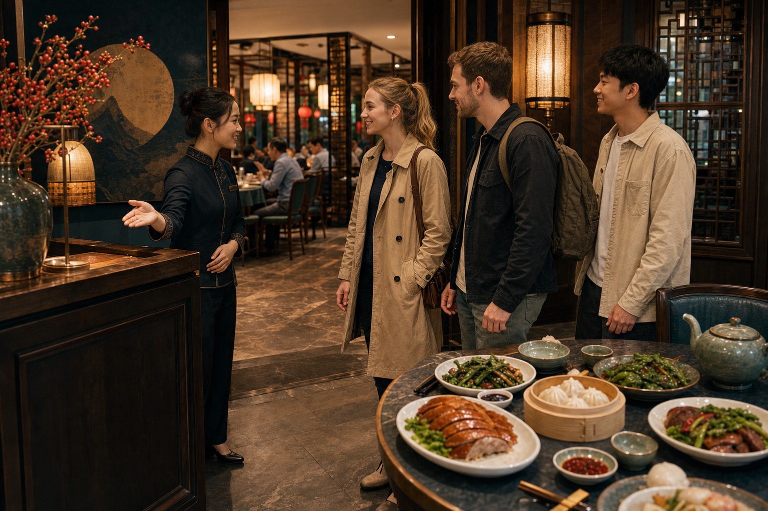 Arriving or asking for a table real restaurant scene